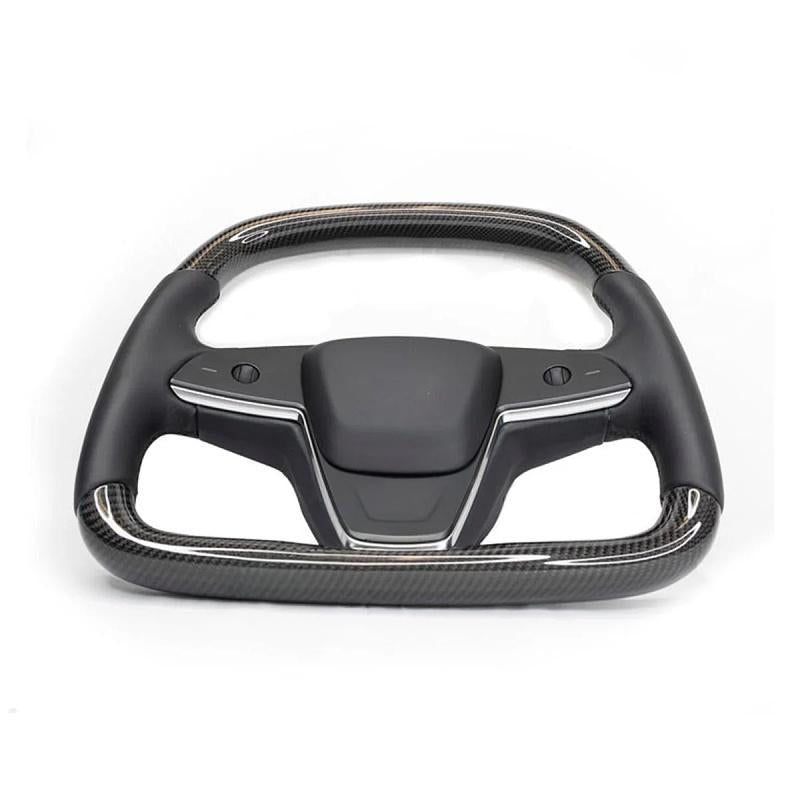 Carbon Fiber Yoke D-Round Steering Wheel for Tesla Model S Plaid (2021-2022)
